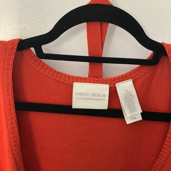 Burnt OrangeButton-Front 3/4 Sleeve Cardigan Sweater with Tie Belt, Size XL - Picture 2 of 4